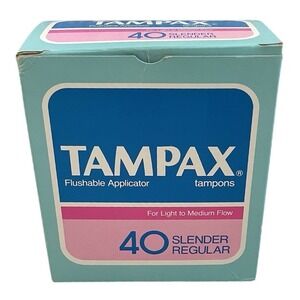 Vintage Tampax Tampons Slender Regular Prop Movie Set Box Light Medium Teal Pink